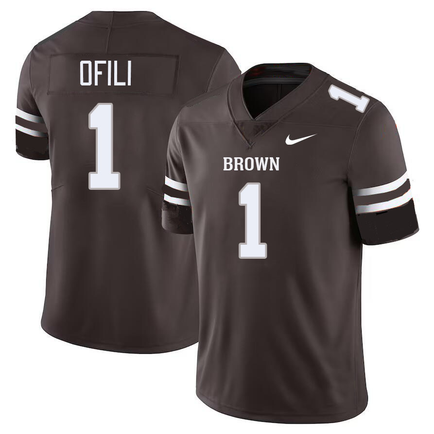 Men-Youth #1 Josh Ofili 2023 Brown Bears College Football Jerseys Stitched-Brown